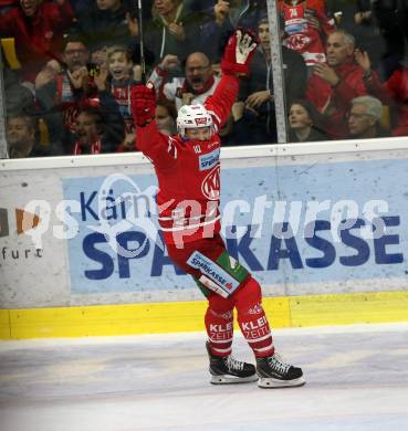 EBEL. Eishockey Bundesliga. KAC gegen	VSV. Torjubel Andrew Kozek (KAC). Klagenfurt, am 18.10.2019.
Foto: Kuess
www.qspictures.net

---
pressefotos, pressefotografie, kuess, qs, qspictures, sport, bild, bilder, bilddatenbank