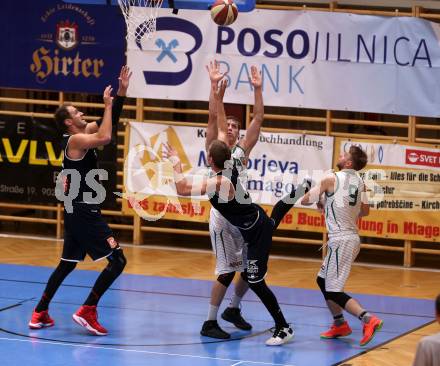 Basketball 2. Bundesliga. Grunddurchgang 5. Runde. KOS Celovec gegen BBC Nord Dragonz. Lovro Fizuleto, Tim Huber (KOS Celovec), Filip Mileta, Fuad Memcic (Nord Dragonz). Klagenfurt, am 19.10.2019.
Foto: Kuess
www.qspictures.net

---
pressefotos, pressefotografie, kuess, qs, qspictures, sport, bild, bilder, bilddatenbank