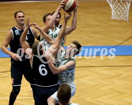 Basketball 2. Bundesliga. Grunddurchgang 5. Runde. KOS Celovec gegen BBC Nord Dragonz. Lovro Fizuleto, Samuel Seher (KOS Celovec), Filip Mileta (Nord Dragonz). Klagenfurt, am 19.10.2019.
Foto: Kuess
www.qspictures.net

---
pressefotos, pressefotografie, kuess, qs, qspictures, sport, bild, bilder, bilddatenbank