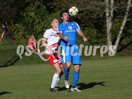 Fussball. 2. Klasse D. St. Paul gegen Maria Rojach. Manuel Rene Ronaldo Wiesenbauer (St. Paul), Uros Plaznik (Maria Rojach). St. Paul, am 12.10.2019.
Foto: Kuess
www.qspictures.net

---
pressefotos, pressefotografie, kuess, qs, qspictures, sport, bild, bilder, bilddatenbank