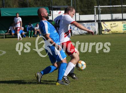 Fussball. 2. Klasse D. St. Paul gegen Maria Rojach.  Markus Mahkovec (St. Paul), Markus Krusch  (Maria Rojach). St. Paul, am 12.10.2019.
Foto: Kuess
www.qspictures.net

---
pressefotos, pressefotografie, kuess, qs, qspictures, sport, bild, bilder, bilddatenbank
