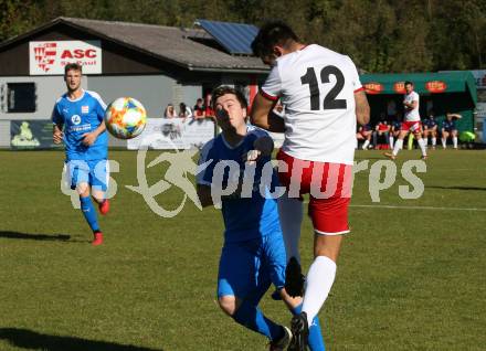 Fussball. 2. Klasse D. St. Paul gegen Maria Rojach.  Franco Golec (St. Paul),  Jan Mlinar (Maria Rojach). St. Paul, am 12.10.2019.
Foto: Kuess
www.qspictures.net

---
pressefotos, pressefotografie, kuess, qs, qspictures, sport, bild, bilder, bilddatenbank