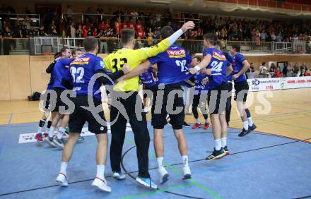 HLA. Handball BUndesliga. SC Kelag Ferlach gegen HSG Remus Baernbach/Koeflach. Jubel Ferlach. Ferlach, am 12.10.2019.
Foto: Kuess
www.qspictures.net

---
pressefotos, pressefotografie, kuess, qs, qspictures, sport, bild, bilder, bilddatenbank