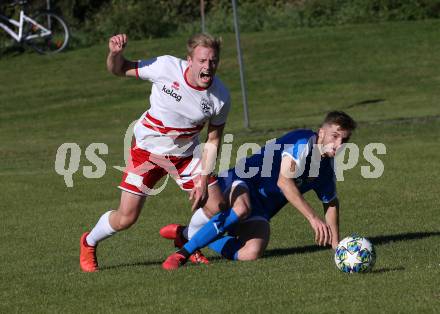 Fussball. 2. Klasse D. St. Paul gegen Maria Rojach. Florian Matthias Skof (St. Paul), Christopher Rene Mattl (Maria Rojach). St. Paul, am 12.10.2019.
Foto: Kuess
www.qspictures.net

---
pressefotos, pressefotografie, kuess, qs, qspictures, sport, bild, bilder, bilddatenbank