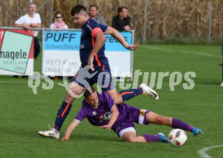Fussball Unterliga Ost. Woelfnitz gegen SK Austria KLagenfurt. Adnan Bajric,  (Woelfnitz), Fabio Markelic (Austria KLagenfurt). Woelfnitz, am 19.10.2019.
Foto: Kuess
www.qspictures.net

---
pressefotos, pressefotografie, kuess, qs, qspictures, sport, bild, bilder, bilddatenbank