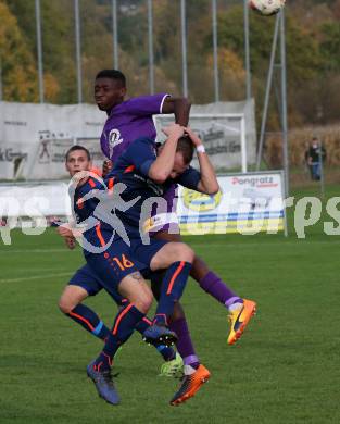 Fussball Unterliga Ost. Woelfnitz gegen SK Austria KLagenfurt. Dominik Wurmdobler,  (Woelfnitz), Mersei Dieu Nsandi (Austria KLagenfurt). Woelfnitz, am 19.10.2019.
Foto: Kuess
www.qspictures.net

---
pressefotos, pressefotografie, kuess, qs, qspictures, sport, bild, bilder, bilddatenbank