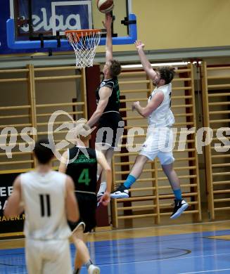 Basketball Zweite Liga 2019/2020. Grunddurchgang 6. Runde. Woerthersee Piraten gegen Deutsch Wagram Alligators. Christof Gspandl (Piraten),  Branislav Balvan (Alligators). Klagenfurt, am 26.10.2019.
Foto: Kuess
www.qspictures.net

---
pressefotos, pressefotografie, kuess, qs, qspictures, sport, bild, bilder, bilddatenbank