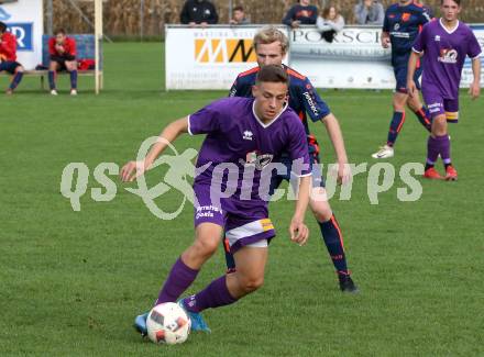 Fussball Unterliga Ost. Woelfnitz gegen SK Austria KLagenfurt. David Tamegger, (Woelfnitz), Fabio Markelic  (Austria KLagenfurt). Woelfnitz, am 19.10.2019.
Foto: Kuess
www.qspictures.net

---
pressefotos, pressefotografie, kuess, qs, qspictures, sport, bild, bilder, bilddatenbank