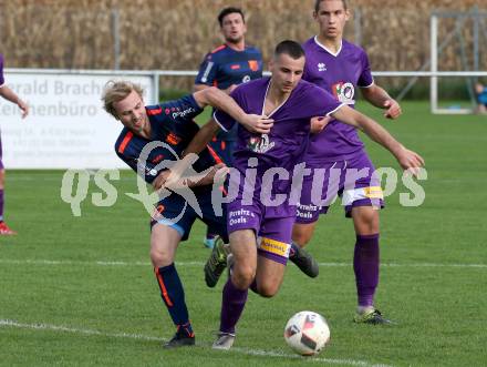 Fussball Unterliga Ost. Woelfnitz gegen SK Austria KLagenfurt. David Tamegger,  (Woelfnitz), Aleksandar Dokic (Austria KLagenfurt). Woelfnitz, am 19.10.2019.
Foto: Kuess
www.qspictures.net

---
pressefotos, pressefotografie, kuess, qs, qspictures, sport, bild, bilder, bilddatenbank