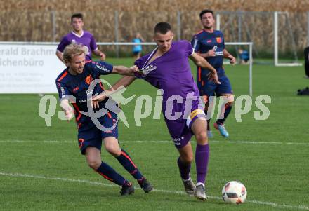 Fussball Unterliga Ost. Woelfnitz gegen SK Austria KLagenfurt. David Tamegger, (Woelfnitz), Aleksandar Dokic  (Austria KLagenfurt). Woelfnitz, am 19.10.2019.
Foto: Kuess
www.qspictures.net

---
pressefotos, pressefotografie, kuess, qs, qspictures, sport, bild, bilder, bilddatenbank