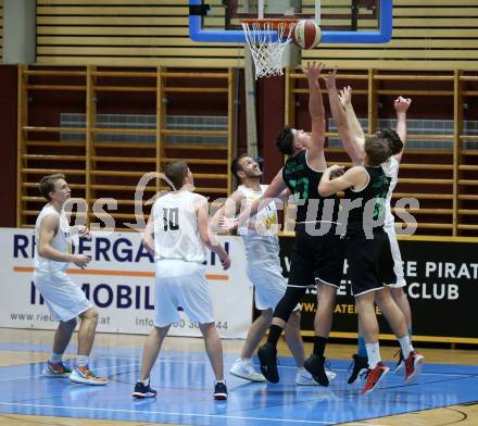 Basketball Zweite Liga 2019/2020. Grunddurchgang 6. Runde. Woerthersee Piraten gegen Deutsch Wagram Alligators. Lukas Simoner, Tevz Ruzic, Maximilian Kunovjanek, Christof Gspandl (Piraten), Marko Goranovic, Elias Wlasak   (Alligators). Klagenfurt, am 26.10.2019.
Foto: Kuess
www.qspictures.net

---
pressefotos, pressefotografie, kuess, qs, qspictures, sport, bild, bilder, bilddatenbank