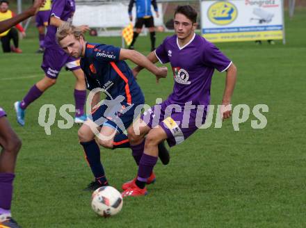 Fussball Unterliga Ost. Woelfnitz gegen SK Austria KLagenfurt. David Tamegger,  (Woelfnitz), Alexander Helmut Egon Emmerich Killar  (Austria KLagenfurt). Woelfnitz, am 19.10.2019.
Foto: Kuess
www.qspictures.net

---
pressefotos, pressefotografie, kuess, qs, qspictures, sport, bild, bilder, bilddatenbank