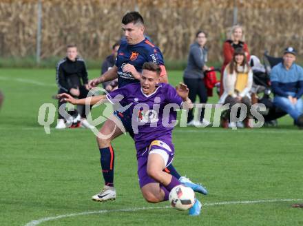 Fussball Unterliga Ost. Woelfnitz gegen SK Austria KLagenfurt. Adnan Bajric, (Woelfnitz), Fabio Markelic  (Austria KLagenfurt). Woelfnitz, am 19.10.2019.
Foto: Kuess
www.qspictures.net

---
pressefotos, pressefotografie, kuess, qs, qspictures, sport, bild, bilder, bilddatenbank