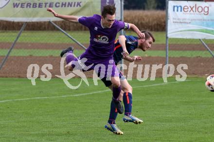 Fussball Unterliga Ost. Woelfnitz gegen SK Austria KLagenfurt. Patrick Leczek,   (Woelfnitz), Pascal Fabian Lorenz (Austria KLagenfurt). Woelfnitz, am 19.10.2019.
Foto: Kuess
www.qspictures.net

---
pressefotos, pressefotografie, kuess, qs, qspictures, sport, bild, bilder, bilddatenbank