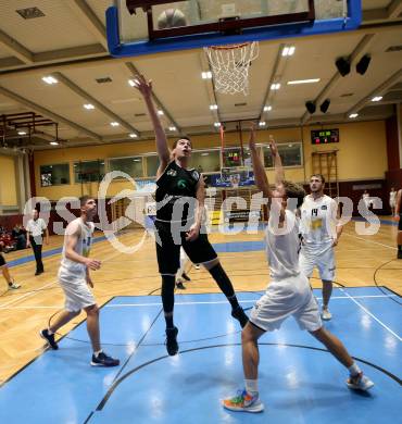 Basketball Zweite Liga 2019/2020. Grunddurchgang 6. Runde. Woerthersee Piraten gegen Deutsch Wagram Alligators. Lukas Simoner (Piraten), Paul Rotter (Alligators). Klagenfurt, am 26.10.2019.
Foto: Kuess
www.qspictures.net

---
pressefotos, pressefotografie, kuess, qs, qspictures, sport, bild, bilder, bilddatenbank