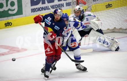 EBEL. Eishockey Bundesliga. EC VSV gegen EC Red Bull Salzburg.  Markus Schlacher, Brandon Maxwell,  (VSV), Samuel Witting (Salzburg). Villach, am 27.10.2019.
Foto: Kuess
www.qspictures.net
---
pressefotos, pressefotografie, kuess, qs, qspictures, sport, bild, bilder, bilddatenbank