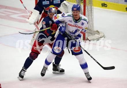 EBEL. Eishockey Bundesliga. EC VSV gegen EC Red Bull Salzburg.  Adis Alagic,  (VSV), Mario Huber (Salzburg). Villach, am 27.10.2019.
Foto: Kuess
www.qspictures.net
---
pressefotos, pressefotografie, kuess, qs, qspictures, sport, bild, bilder, bilddatenbank