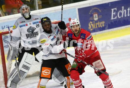 EBEL. Eishockey Bundesliga. KAC gegen	Dornbirn Bulldogs. Ganahl Manuel (KAC),  Subban Jordan Carmichael, Rinne Juha Rasmus (Dornbirn). Klagenfurt, am 1.11.2019.
Foto: Kuess
www.qspictures.net

---
pressefotos, pressefotografie, kuess, qs, qspictures, sport, bild, bilder, bilddatenbank