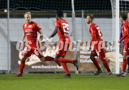 Fussball 2. Liga. SK Austria Klagenfurt gegen  SKU Amstetten. Torjubel David Peham (Amstetten). Klagenfurt, am 1.11.2019.
Foto: Kuess
www.qspictures.net
---
pressefotos, pressefotografie, kuess, qs, qspictures, sport, bild, bilder, bilddatenbank