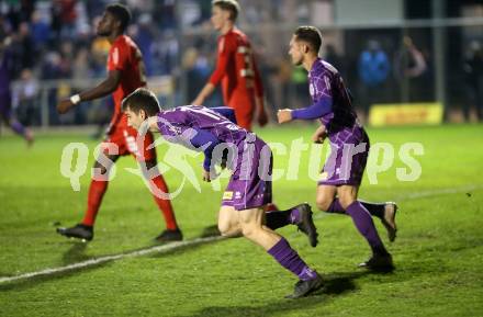 Fussball 2. Liga. SK Austria Klagenfurt gegen  SKU Amstetten. Torjubel Petar Zubak (Austria Klagenfurt). Klagenfurt, am 1.11.2019.
Foto: Kuess
www.qspictures.net
---
pressefotos, pressefotografie, kuess, qs, qspictures, sport, bild, bilder, bilddatenbank