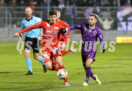 Fussball 2. Liga. SK Austria Klagenfurt gegen  SKU Amstetten. Okan Aydin, (Austria Klagenfurt), Matthias Wurm  (Amstetten). Klagenfurt, am 1.11.2019.
Foto: Kuess
www.qspictures.net
---
pressefotos, pressefotografie, kuess, qs, qspictures, sport, bild, bilder, bilddatenbank