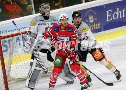 EBEL. Eishockey Bundesliga. KAC gegen	Dornbirn Bulldogs. Geier Stefan (KAC), Kauppila Antti, Rinne Juha Rasmus (Dornbirn). Klagenfurt, am 1.11.2019.
Foto: Kuess
www.qspictures.net

---
pressefotos, pressefotografie, kuess, qs, qspictures, sport, bild, bilder, bilddatenbank