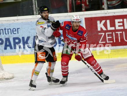 EBEL. Eishockey Bundesliga. KAC gegen	Dornbirn Bulldogs.  Geier Manuel (KAC), Rapuzzi William Charles (Dornbirn). Klagenfurt, am 1.11.2019.
Foto: Kuess
www.qspictures.net

---
pressefotos, pressefotografie, kuess, qs, qspictures, sport, bild, bilder, bilddatenbank