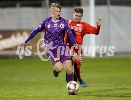 Fussball 2. Liga. SK Austria Klagenfurt gegen  SKU Amstetten. Florian Freissegger,  (Austria Klagenfurt), Daniel Gremsl (Amstetten). Klagenfurt, am 1.11.2019.
Foto: Kuess
www.qspictures.net
---
pressefotos, pressefotografie, kuess, qs, qspictures, sport, bild, bilder, bilddatenbank