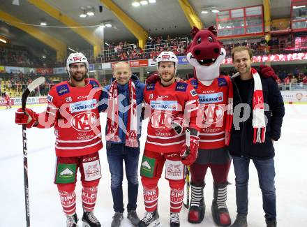 EBEL. Eishockey Bundesliga. KAC gegen	Dornbirn Bulldogs.  Martin Schumnig, Stefan Geier (KAC). Klagenfurt, am 1.11.2019.
Foto: Kuess
www.qspictures.net

---
pressefotos, pressefotografie, kuess, qs, qspictures, sport, bild, bilder, bilddatenbank
