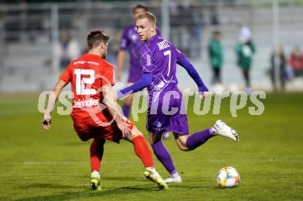 Fussball 2. Liga. SK Austria Klagenfurt gegen  SKU Amstetten. Florian Jaritz,  (Austria Klagenfurt), Lukas Deinhofer (Amstetten). Klagenfurt, am 1.11.2019.
Foto: Kuess
www.qspictures.net
---
pressefotos, pressefotografie, kuess, qs, qspictures, sport, bild, bilder, bilddatenbank