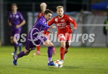 Fussball 2. Liga. SK Austria Klagenfurt gegen  SKU Amstetten. Philipp HUetter, (Austria Klagenfurt), Patrick Schagerl  (Amstetten). Klagenfurt, am 1.11.2019.
Foto: Kuess
www.qspictures.net
---
pressefotos, pressefotografie, kuess, qs, qspictures, sport, bild, bilder, bilddatenbank