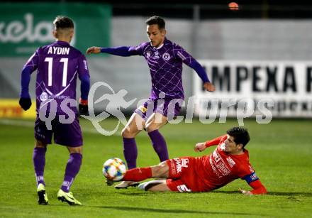 Fussball 2. Liga. SK Austria Klagenfurt gegen  SKU Amstetten. Oliver Markoutz,   (Austria Klagenfurt), Matthias Wurm (Amstetten). Klagenfurt, am 1.11.2019.
Foto: Kuess
www.qspictures.net
---
pressefotos, pressefotografie, kuess, qs, qspictures, sport, bild, bilder, bilddatenbank