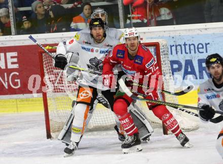 EBEL. Eishockey Bundesliga. KAC gegen	Dornbirn Bulldogs. Liivik Siim (KAC),  Vainonen Mikko (Dornbirn). Klagenfurt, am 1.11.2019.
Foto: Kuess
www.qspictures.net

---
pressefotos, pressefotografie, kuess, qs, qspictures, sport, bild, bilder, bilddatenbank