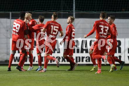 Fussball 2. Liga. SK Austria Klagenfurt gegen  SKU Amstetten. Torjubel David Peham (Amstetten). Klagenfurt, am 1.11.2019.
Foto: Kuess
www.qspictures.net
---
pressefotos, pressefotografie, kuess, qs, qspictures, sport, bild, bilder, bilddatenbank