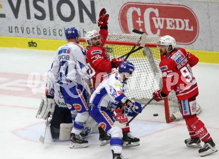 EBEL. Eishockey Bundesliga. EC VSV gegen KAC.   torjubel Neal Matthew, Obersteiner Daniel (KAC). Villach, am 3.11.2019.
Foto: Kuess
www.qspictures.net
---
pressefotos, pressefotografie, kuess, qs, qspictures, sport, bild, bilder, bilddatenbank