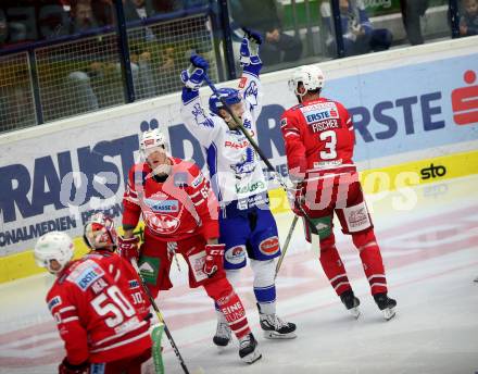 EBEL. Eishockey Bundesliga. EC VSV gegen KAC. Torjubel Karlsson Anton  (VSV). Villach, am 3.11.2019.
Foto: Kuess
www.qspictures.net
---
pressefotos, pressefotografie, kuess, qs, qspictures, sport, bild, bilder, bilddatenbank