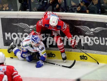 EBEL. Eishockey Bundesliga. EC VSV gegen KAC.  Spannring Patrick (VSV),  Unterweger Clemens (KAC). Villach, am 3.11.2019.
Foto: Kuess
www.qspictures.net
---
pressefotos, pressefotografie, kuess, qs, qspictures, sport, bild, bilder, bilddatenbank