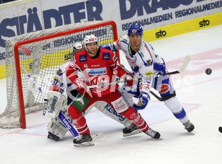 EBEL. Eishockey Bundesliga. EC VSV gegen KAC.   Bibic Alen (VSV), Bischofberger Johannes (KAC). Villach, am 3.11.2019.
Foto: Kuess
www.qspictures.net
---
pressefotos, pressefotografie, kuess, qs, qspictures, sport, bild, bilder, bilddatenbank