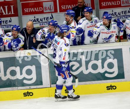 EBEL. Eishockey Bundesliga. EC VSV gegen KAC. torjubel  Karlsson Anton (VSV). Villach, am 3.11.2019.
Foto: Kuess
www.qspictures.net
---
pressefotos, pressefotografie, kuess, qs, qspictures, sport, bild, bilder, bilddatenbank