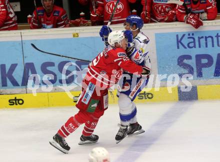 EBEL. Eishockey Bundesliga. EC VSV gegen KAC.  Korhonen Ville Juhani (VSV), Kernberger Michael (KAC). Villach, am 3.11.2019.
Foto: Kuess
www.qspictures.net
---
pressefotos, pressefotografie, kuess, qs, qspictures, sport, bild, bilder, bilddatenbank
