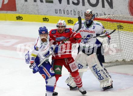 EBEL. Eishockey Bundesliga. EC VSV gegen KAC.  Fraser Jamie, Maxwell Brandon (VSV), Neal Matthew (KAC). Villach, am 3.11.2019.
Foto: Kuess
www.qspictures.net
---
pressefotos, pressefotografie, kuess, qs, qspictures, sport, bild, bilder, bilddatenbank