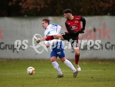 Fussball Kaerntner Liga. Treibach gegen St. Jakob/Ros. .  Fabian Christian Gangl (Treibach),  Wolfgang Michael Sereinig (St. Jakob). Treibach, am 9.11.2019.
Foto: Kuess
www.qspictures.net
---
pressefotos, pressefotografie, kuess, qs, qspictures, sport, bild, bilder, bilddatenbank