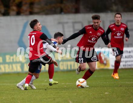 Fussball Kaerntner Liga. Treibach gegen St. Jakob/Ros. .  Fabio Sebastian Miklautz (Treibach),  Eldin Prsic, Wolfgang Michael Sereinig  (St. Jakob). Treibach, am 9.11.2019.
Foto: Kuess
www.qspictures.net
---
pressefotos, pressefotografie, kuess, qs, qspictures, sport, bild, bilder, bilddatenbank