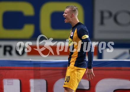 Fussball Bundesliga. RZ Pellets WAC gegen FC Red Bull Salzburg.  Torjubel Erling Braut Haland   (Salzburg). Wolfsberg, am 10.11.2019.
Foto: Kuess
www.qspictures.net

---
pressefotos, pressefotografie, kuess, qs, qspictures, sport, bild, bilder, bilddatenbank