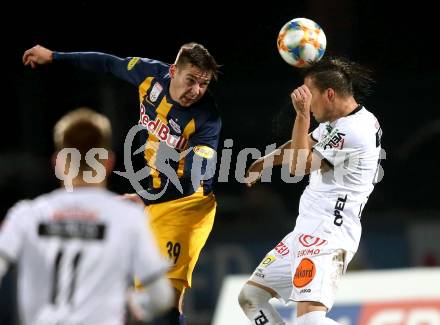Fussball Bundesliga. RZ Pellets WAC gegen FC Red Bull Salzburg. Michael Liendl,  (WAC), Maximilian Woeber  (Salzburg). Wolfsberg, am 10.11.2019.
Foto: Kuess
www.qspictures.net

---
pressefotos, pressefotografie, kuess, qs, qspictures, sport, bild, bilder, bilddatenbank