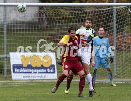 Fussball Unterliga West. Radenthein gegen Lienz. Stefan Rauter,  (Radenthein),  Patrick Eder  (Lienz). Radenthein, am 2.11.2019.
Foto: Kuess
www.qspictures.net

---
pressefotos, pressefotografie, kuess, qs, qspictures, sport, bild, bilder, bilddatenbank