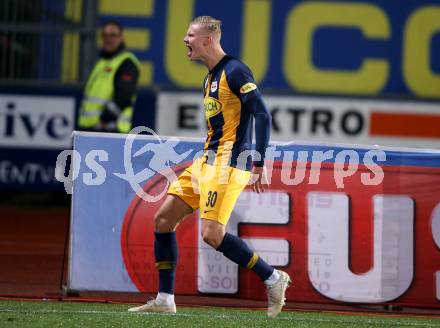 Fussball Bundesliga. RZ Pellets WAC gegen FC Red Bull Salzburg. Torjubel Erling Braut Haland  (Salzburg). Wolfsberg, am 10.11.2019.
Foto: Kuess
www.qspictures.net

---
pressefotos, pressefotografie, kuess, qs, qspictures, sport, bild, bilder, bilddatenbank