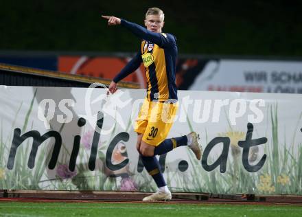 Fussball Bundesliga. RZ Pellets WAC gegen FC Red Bull Salzburg.  Torjubel Erling Braut Haland   (Salzburg). Wolfsberg, am 10.11.2019.
Foto: Kuess
www.qspictures.net

---
pressefotos, pressefotografie, kuess, qs, qspictures, sport, bild, bilder, bilddatenbank
