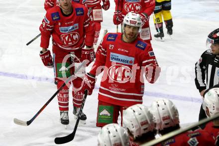 EBEL. Eishockey Bundesliga. KAC gegen	Vienna Capitals. Torjubel Thomas Hundertpfund (KAC). Klagenfurt, am 15.11.2019.
Foto: Kuess
www.qspictures.net

---
pressefotos, pressefotografie, kuess, qs, qspictures, sport, bild, bilder, bilddatenbank