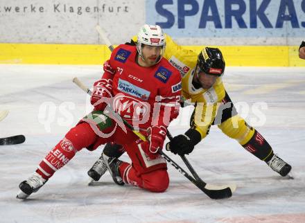 EBEL. Eishockey Bundesliga. KAC gegen	Vienna Capitals.  Thomas Hundertpfund,  (KAC), Riley Holzapfel (Vienna Capitals). Klagenfurt, am 15.11.2019.
Foto: Kuess
www.qspictures.net

---
pressefotos, pressefotografie, kuess, qs, qspictures, sport, bild, bilder, bilddatenbank